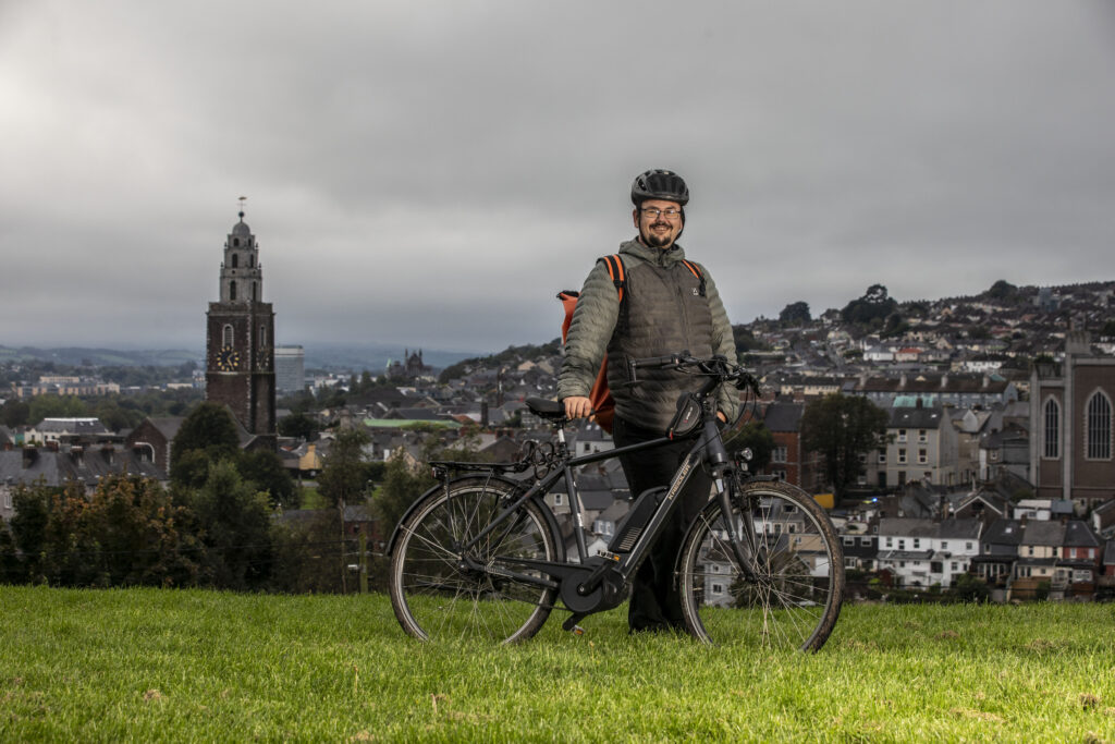 Mats Hedberg of Cork at Bell's Field in Cork with his electric bicycle.